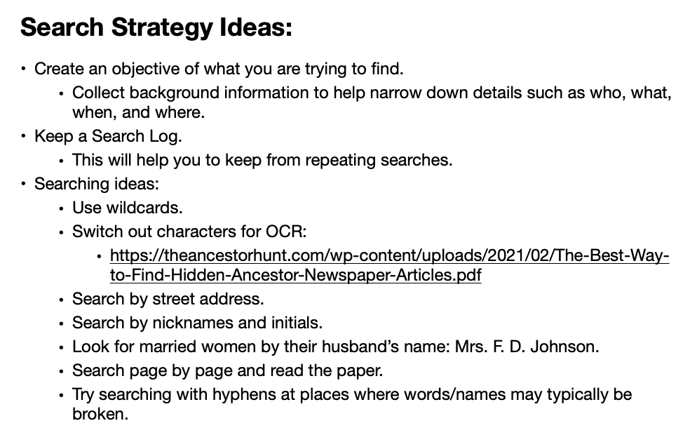 Search Strategy Ideas